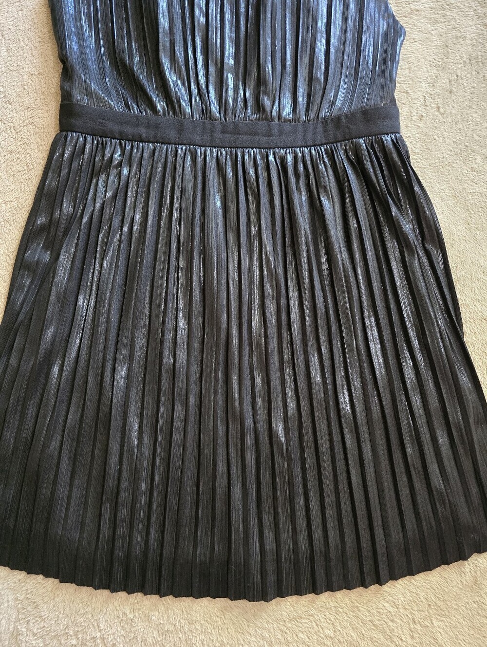 Gentle Fawn Black Shimmery Pleated Backless Cocktail Dress Size 6 - Picture 7 of 15